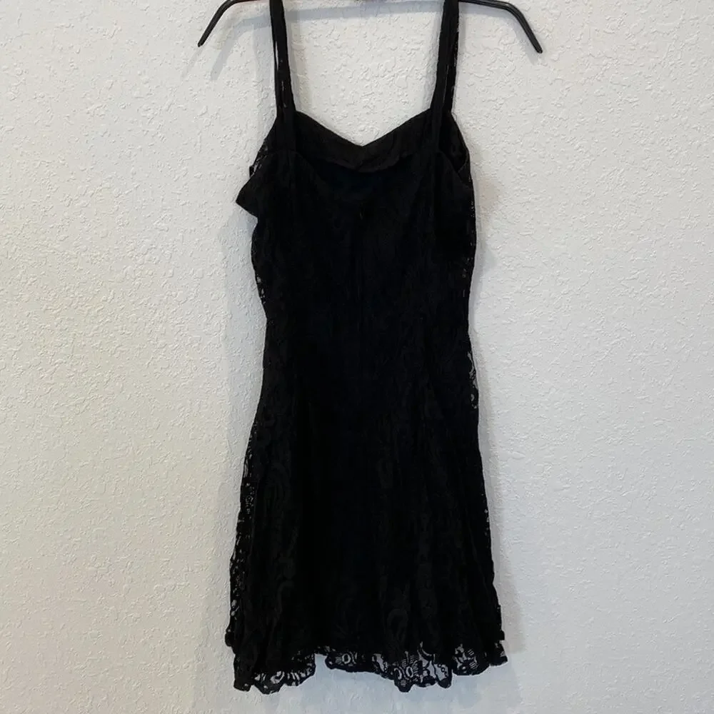 All That Jazz Vintage 90’s Black Lace Mini Dress Sz 2 Nylon Rayon Lined Zipper - Picture 4 of 12